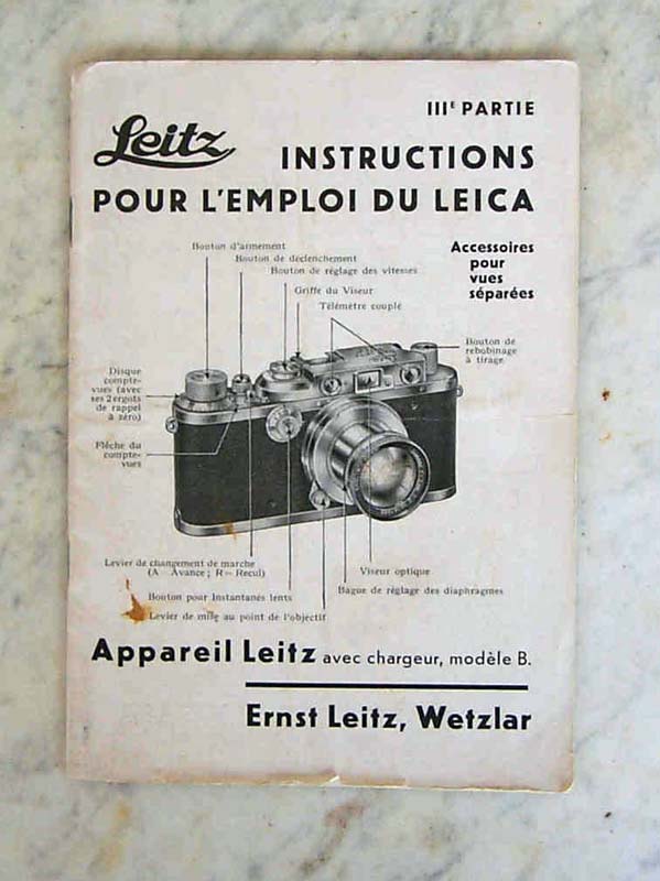 Instruction pour l'emploi du Leica